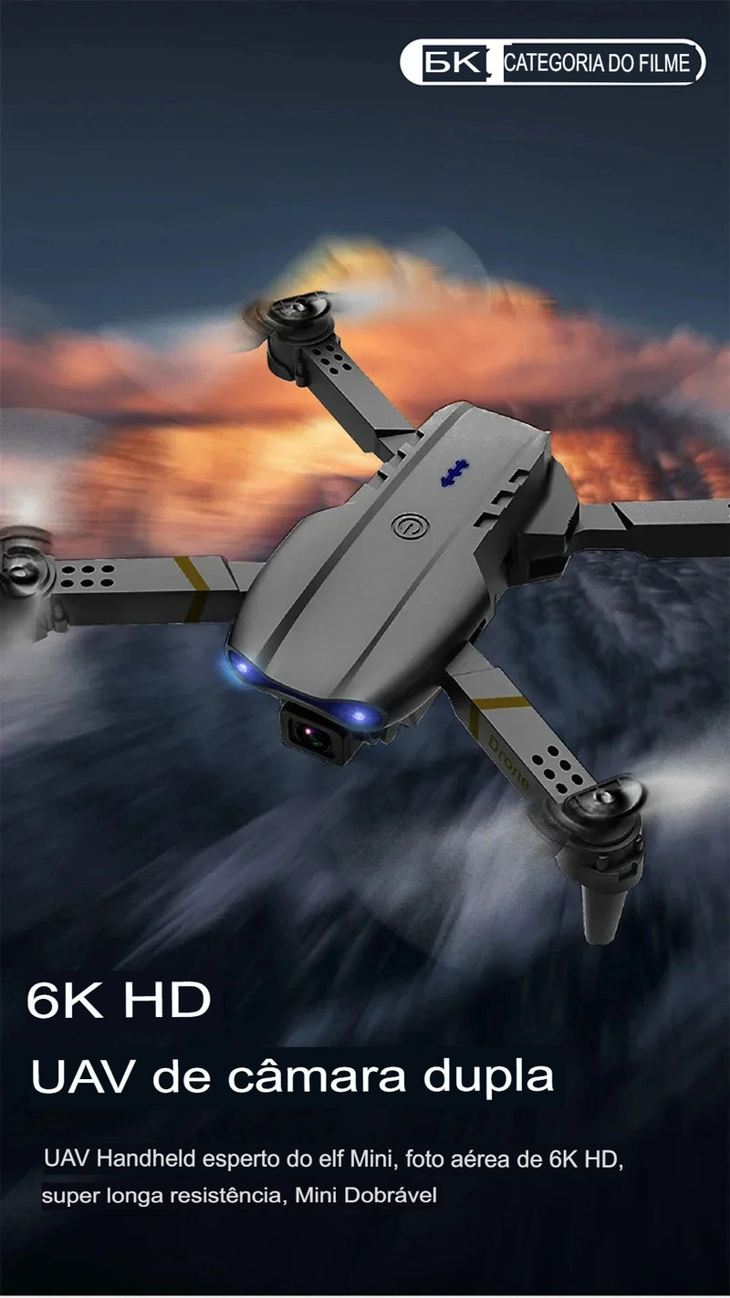 E99 PRO Drone quadcopter alça de controle remoto quatro eixos aeronaves HD 6k fotografia UAV fixação de altitude helicóptero brinquedos