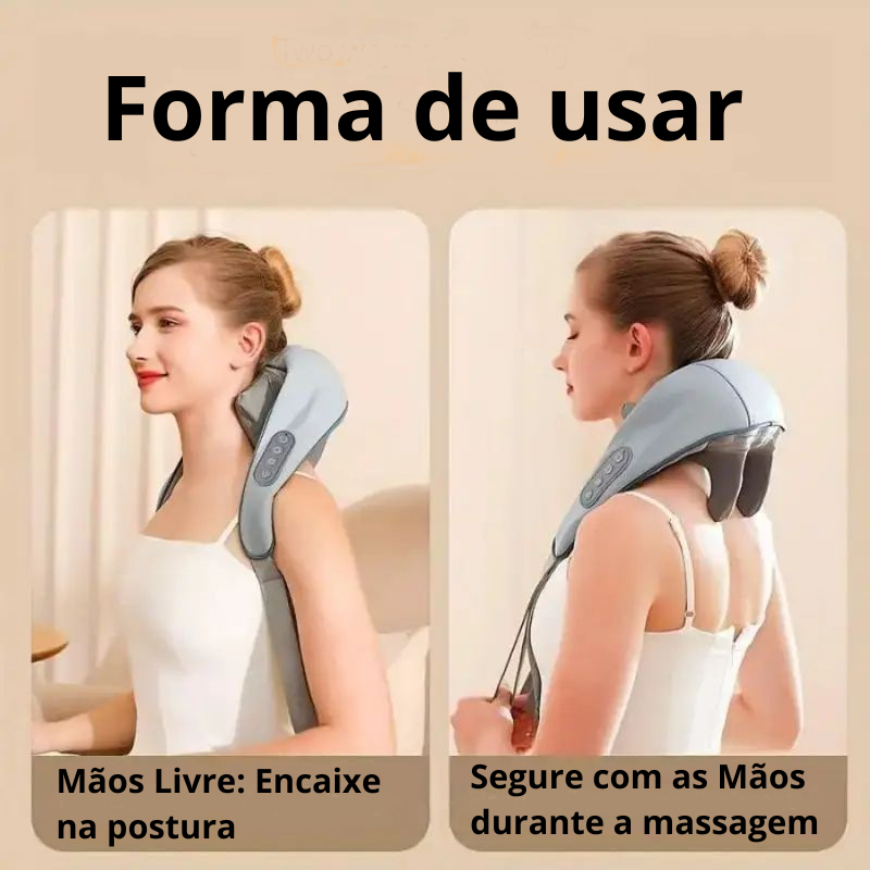 Massageador elétrico sem fio 3 mods para o ombro, pescoço, costas e cervical.