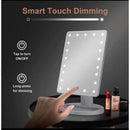 LINDA Mesa de maquiagem com 16 LEDs, espelho quadrado, rotação, tela sensível ao toque, iluminação prática, ajustável, moderna, funcional,