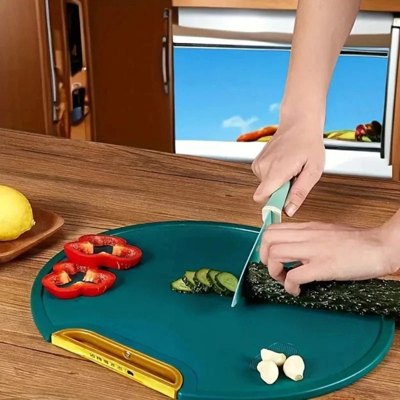 LINDA Tábua de corte alimentar, antibacteriana e resistente a mofo, painel circular de plástico