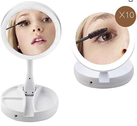 LINDO espelho com Led, Zoom e guarda objetos.