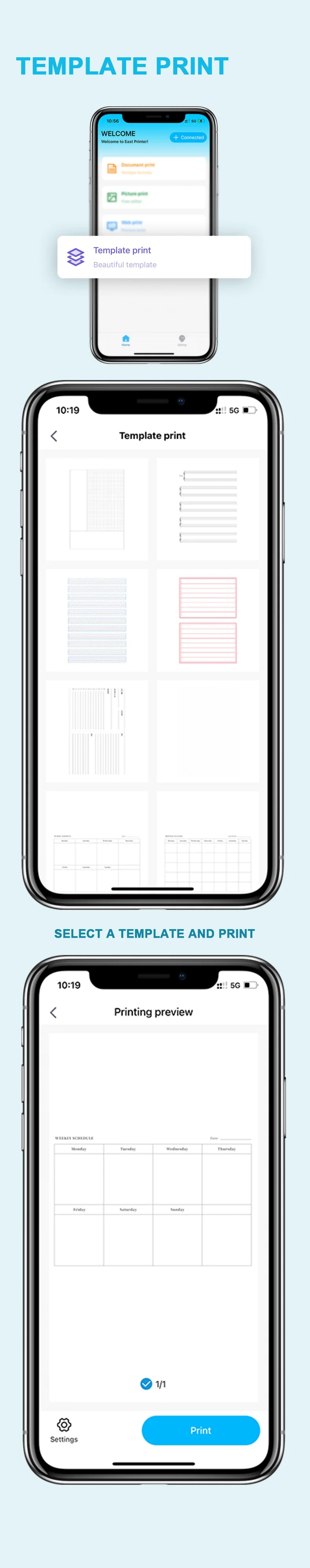 Impressora térmica portátil sem tinta a4, bluetooth, pdf, excel, palavra, documento, máquina de impressão, rolo de papel para escritório, trabalho, casa, escola