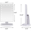 LINDA Mesa de maquiagem com 16 LEDs, espelho quadrado, rotação, tela sensível ao toque, iluminação prática, ajustável, moderna, funcional,