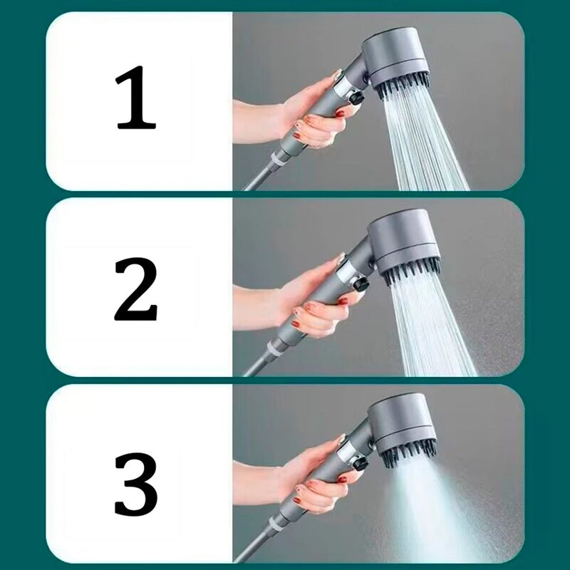 Chuveiro com ótima pressão e 3 modos, escova de massagem com filtro de spray ajustável,