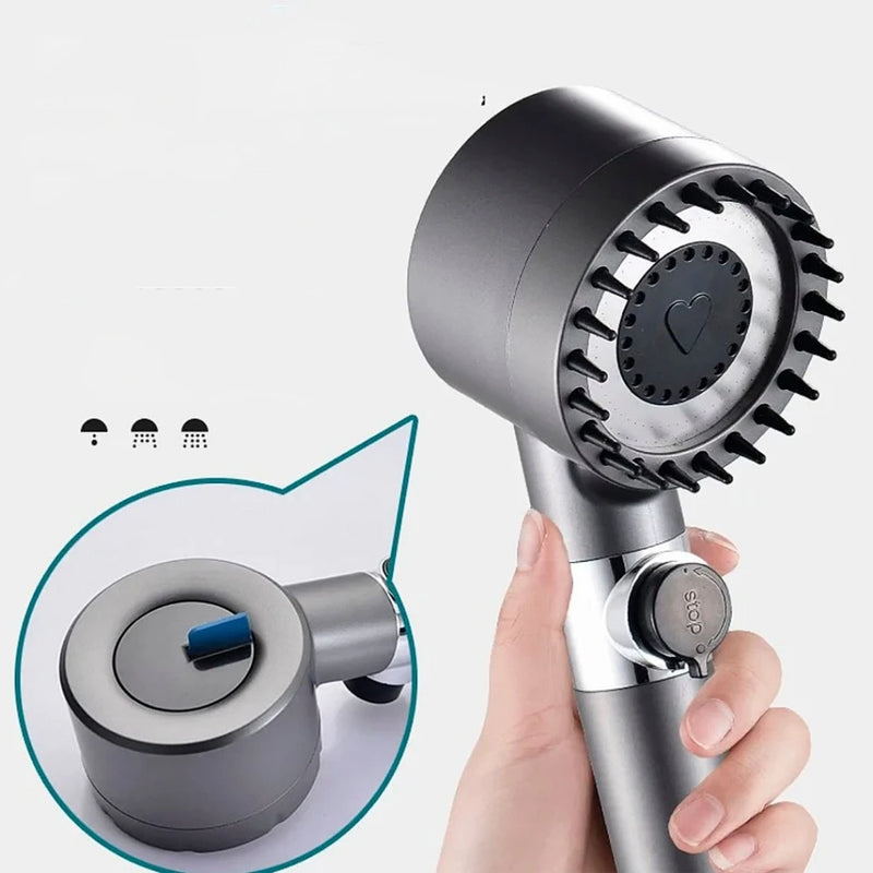 Chuveiro com ótima pressão e 3 modos, escova de massagem com filtro de spray ajustável,