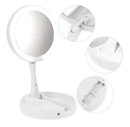 LINDO espelho com Led, Zoom e guarda objetos.