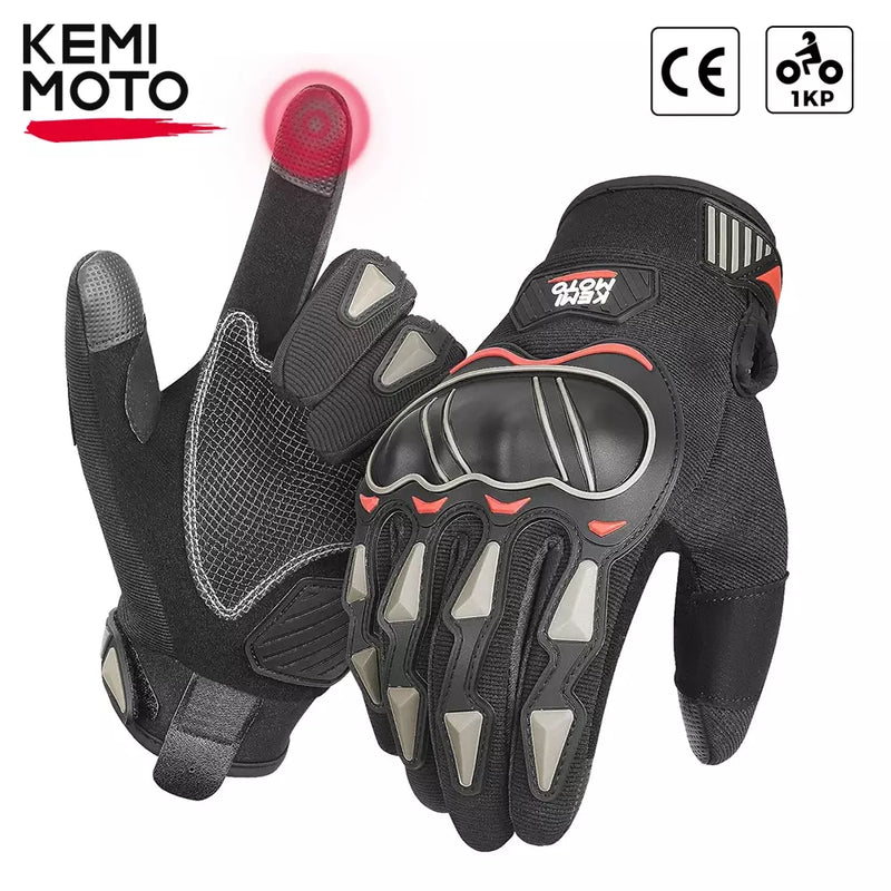 KEMI - MOTO Luvas de motocicleta  CE 1KP Luvas de equitação com juntas rígidas Tela sensível ao toque Luvas táticas para motociclismo Motocross ATV UTV