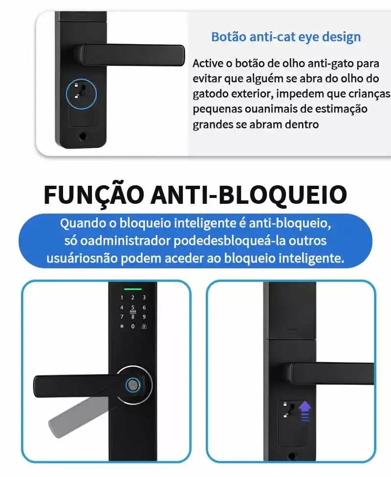 Do Brasil fechadura eletronico digital casa inteligente fechadura digital biometrica tuya wifi cofre eletronico digital Cor prata