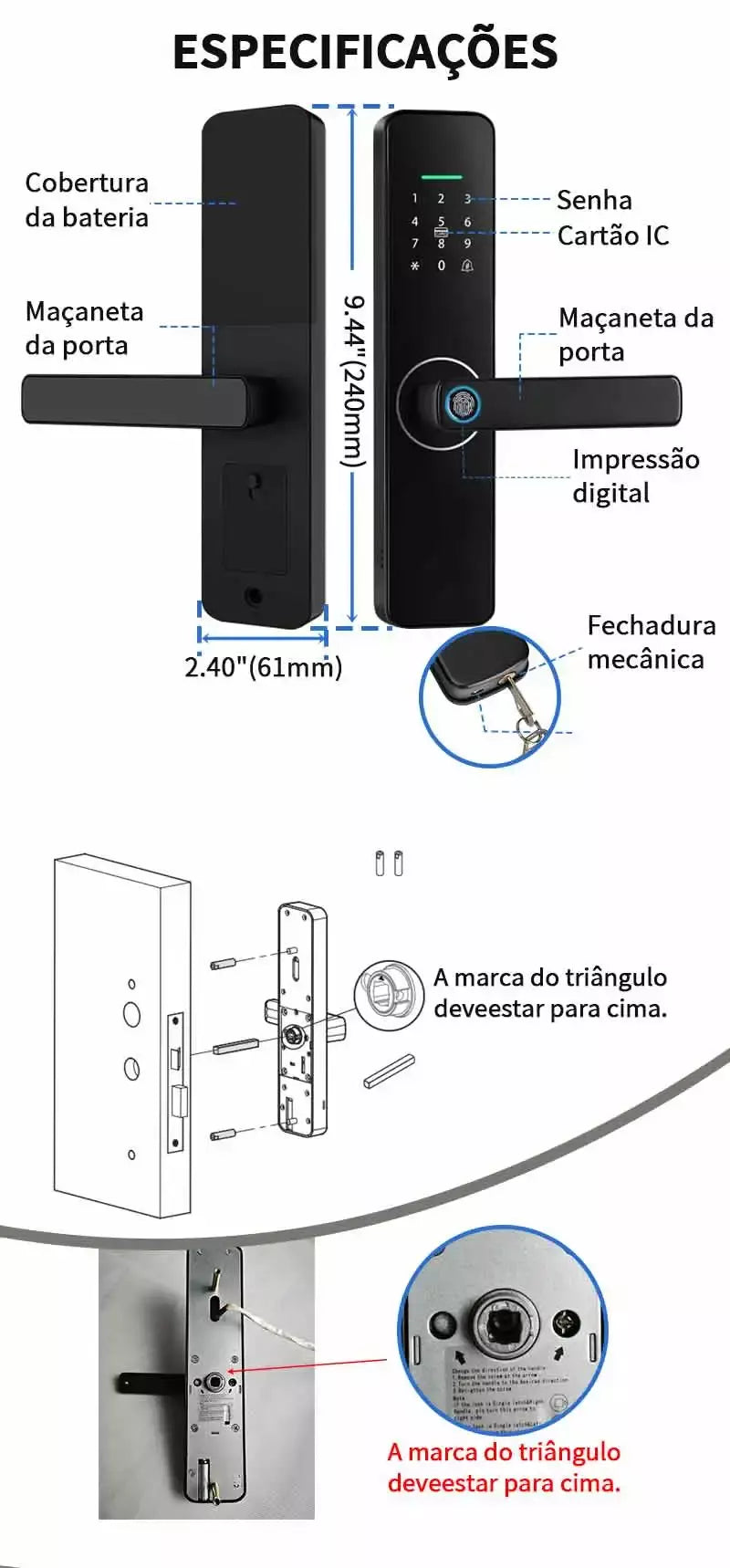 Do Brasil fechadura eletronico digital casa inteligente fechadura digital biometrica tuya wifi cofre eletronico digital Cor prata