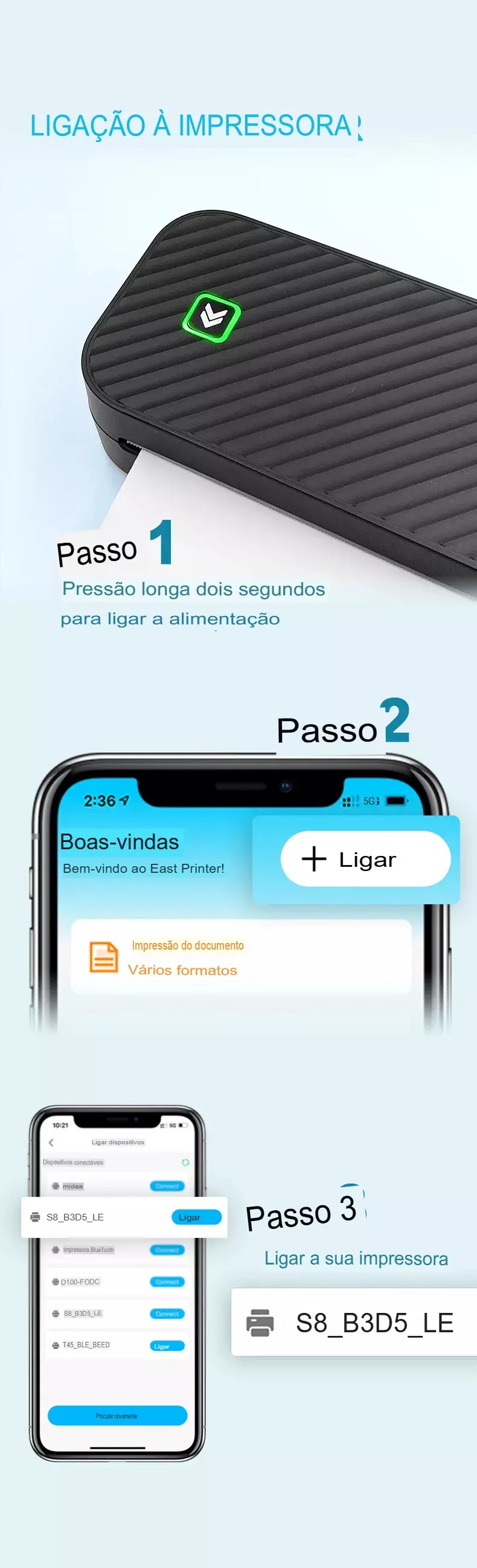 Impressora térmica portátil sem tinta a4, bluetooth, pdf, excel, palavra, documento, máquina de impressão, rolo de papel para escritório, trabalho, casa, escola