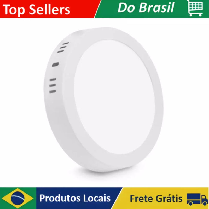 Painel Plafon LED 12W de Sobrepor Redondo 17cm, Bivolt, 6500k, Avant