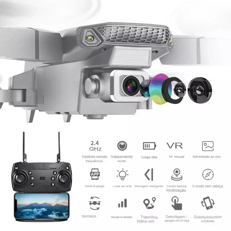 2025 novo e88 wifi fpv drone quadcopter com grande angular hd 4k câmera altura segurar rc dobrável quadcopter drones uav presentes brinquedos