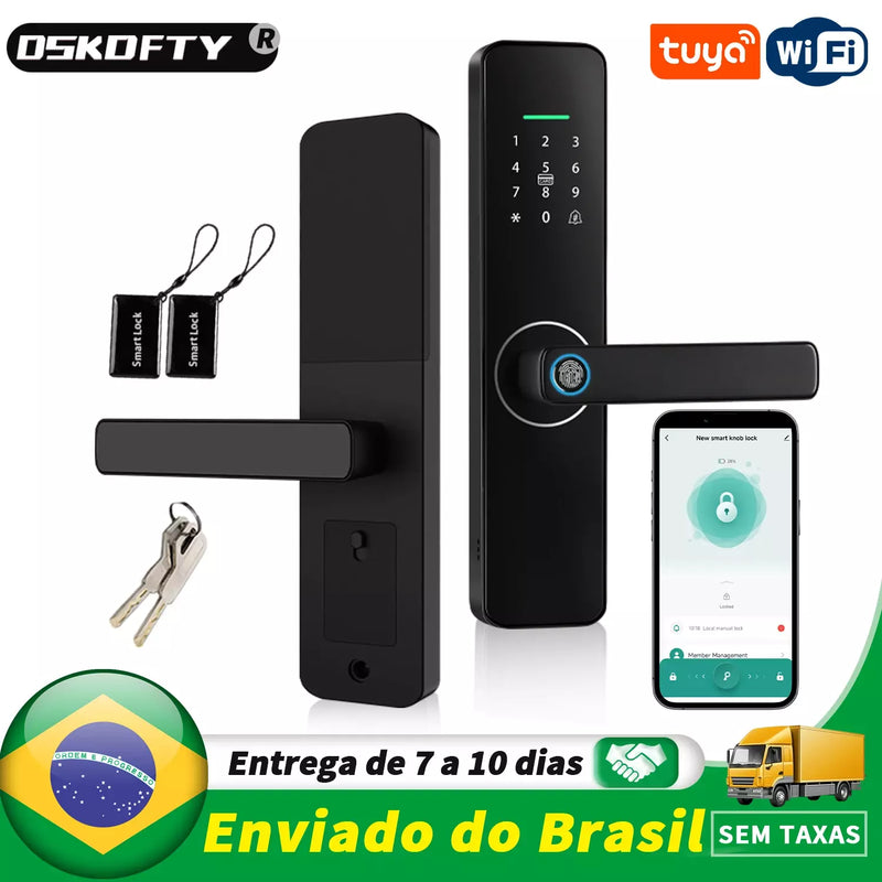 Do Brasil fechadura eletronico digital casa inteligente fechadura digital biometrica tuya wifi cofre eletronico digital Cor prata