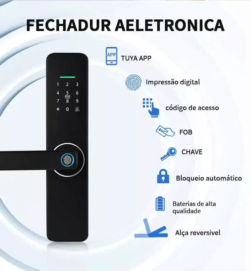 Do Brasil fechadura eletronico digital casa inteligente fechadura digital biometrica tuya wifi cofre eletronico digital Cor prata