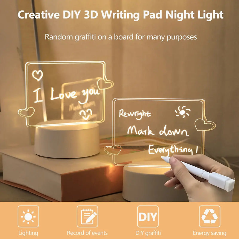 USB Criativa!  3D com luz noturna apagável e luminosa USB, linda decoração de quarto e presente.