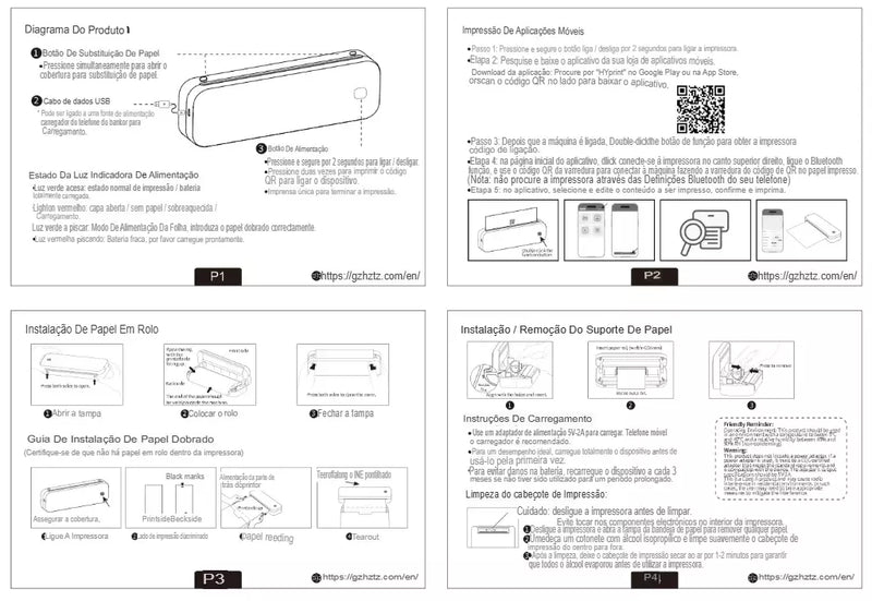 Impressora térmica portátil sem tinta a4, bluetooth, pdf, excel, palavra, documento, máquina de impressão, rolo de papel para escritório, trabalho, casa, escola