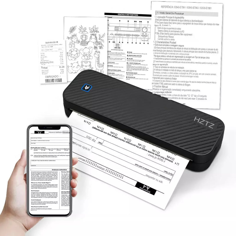 Impressora térmica portátil sem tinta a4, bluetooth, pdf, excel, palavra, documento, máquina de impressão, rolo de papel para escritório, trabalho, casa, escola
