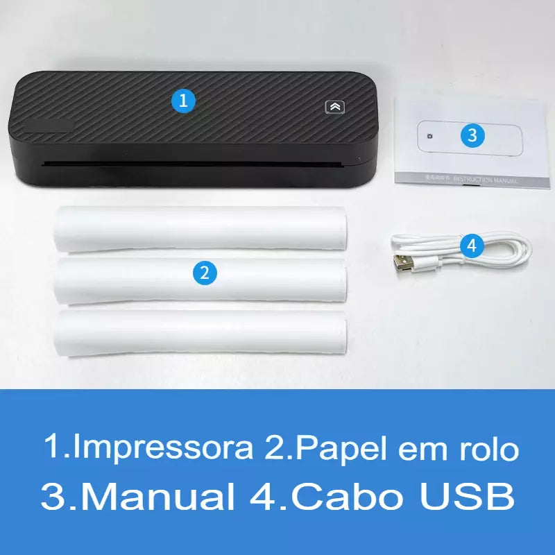 Impressora térmica portátil sem tinta a4, bluetooth, pdf, excel, palavra, documento, máquina de impressão, rolo de papel para escritório, trabalho, casa, escola