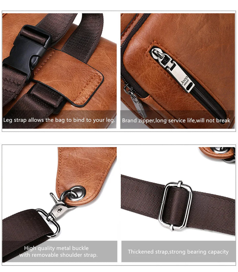 JEEP BULUO - Bolsas multifuncionais masculinas pequenas, transversal em couro rachado, de cintura fashion, JEEP ORIGINAL