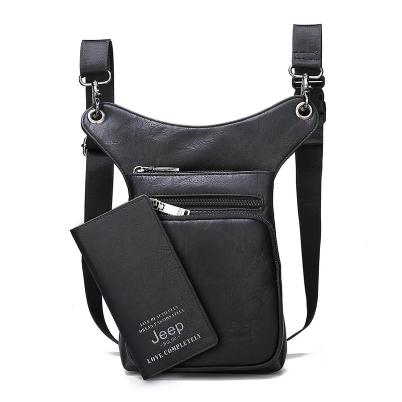 JEEP BULUO - Bolsas multifuncionais masculinas pequenas, transversal em couro rachado, de cintura fashion, JEEP ORIGINAL