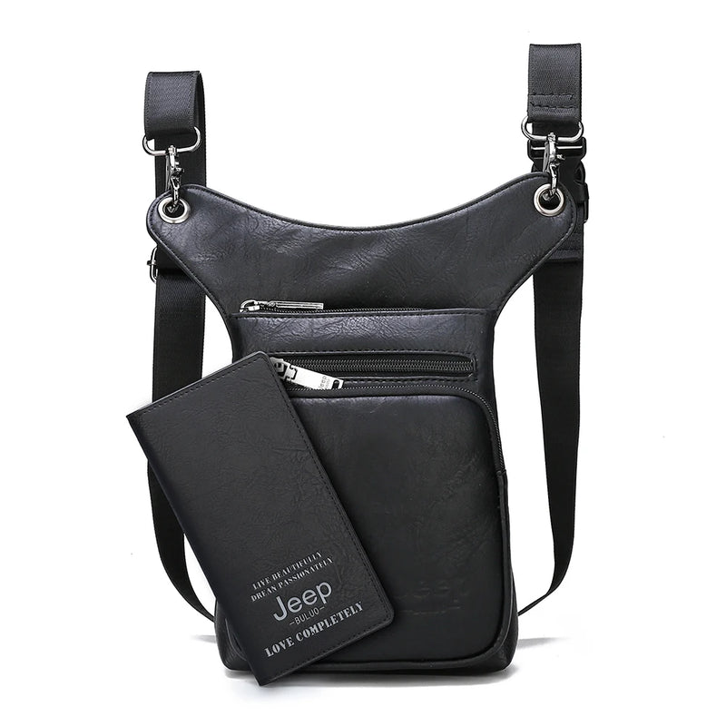 JEEP BULUO - Bolsas multifuncionais masculinas pequenas, transversal em couro rachado, de cintura fashion, JEEP ORIGINAL