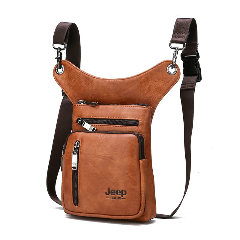 JEEP BULUO - Bolsas multifuncionais masculinas pequenas, transversal em couro rachado, de cintura fashion, JEEP ORIGINAL