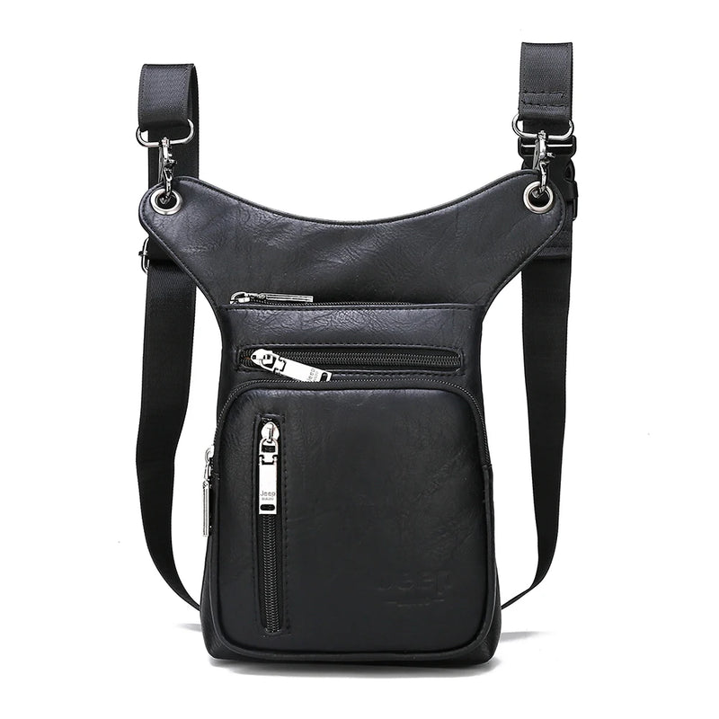 JEEP BULUO - Bolsas multifuncionais masculinas pequenas, transversal em couro rachado, de cintura fashion, JEEP ORIGINAL