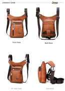 JEEP BULUO - Bolsas multifuncionais masculinas pequenas, transversal em couro rachado, de cintura fashion, JEEP ORIGINAL