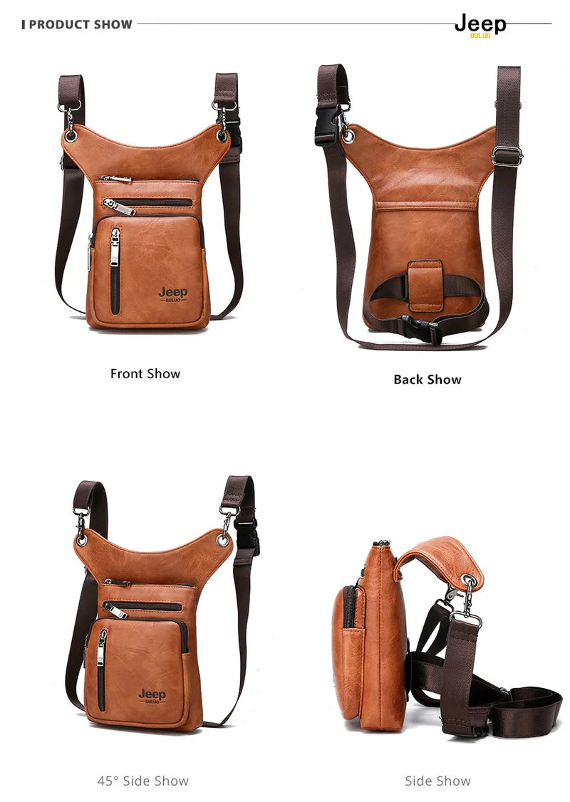 JEEP BULUO - Bolsas multifuncionais masculinas pequenas, transversal em couro rachado, de cintura fashion, JEEP ORIGINAL