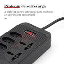 Tomada de extensão, filtro de linha, extensão de energia, soquete USB, plugue, plugue de água, filtro de linha do Brasil, 100-220 V, 10 A