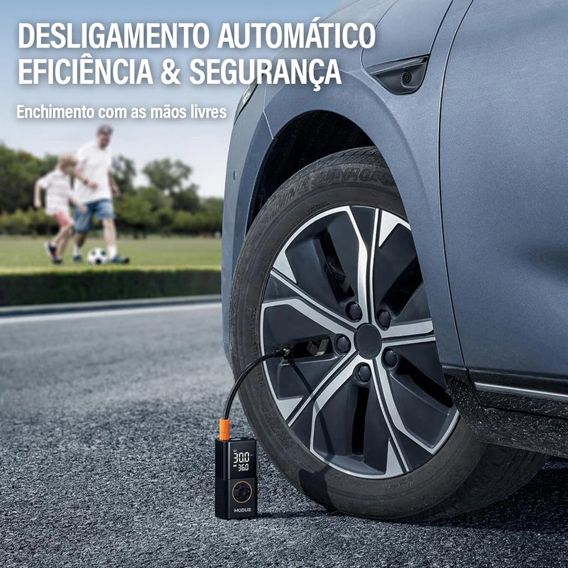 Mini bomba de ar RECARREGÁVEL portátil, compressor de ar sem fio, enche pneu com calibrador de pneu e luz de emergência LED