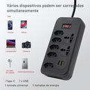 Tomada de extensão, filtro de linha, extensão de energia, soquete USB, plugue, plugue de água, filtro de linha do Brasil, 100-220 V, 10 A