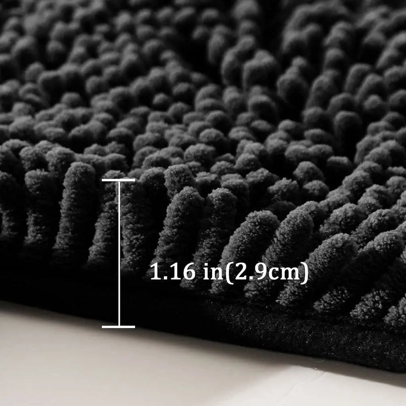 Tapete de banheiro chenille antiderrapante, de pelúcia macio e confortável.