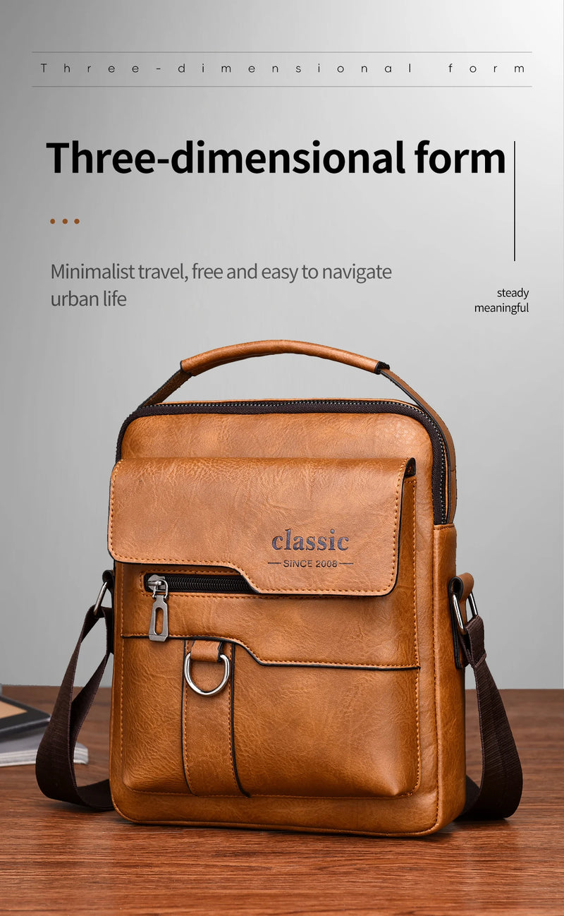 LINDA! EM COURO - Bolsa transversal masculina de COURO DE LUXO, de ombro, de negócios, grande capacidade, bolsa lateral tipo carteiro