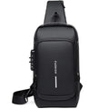Bolsa de ombro masculina multifuncional antifurto com USB, transversal, transversal, para viagem, bolsa de peito, mochila mensageiro