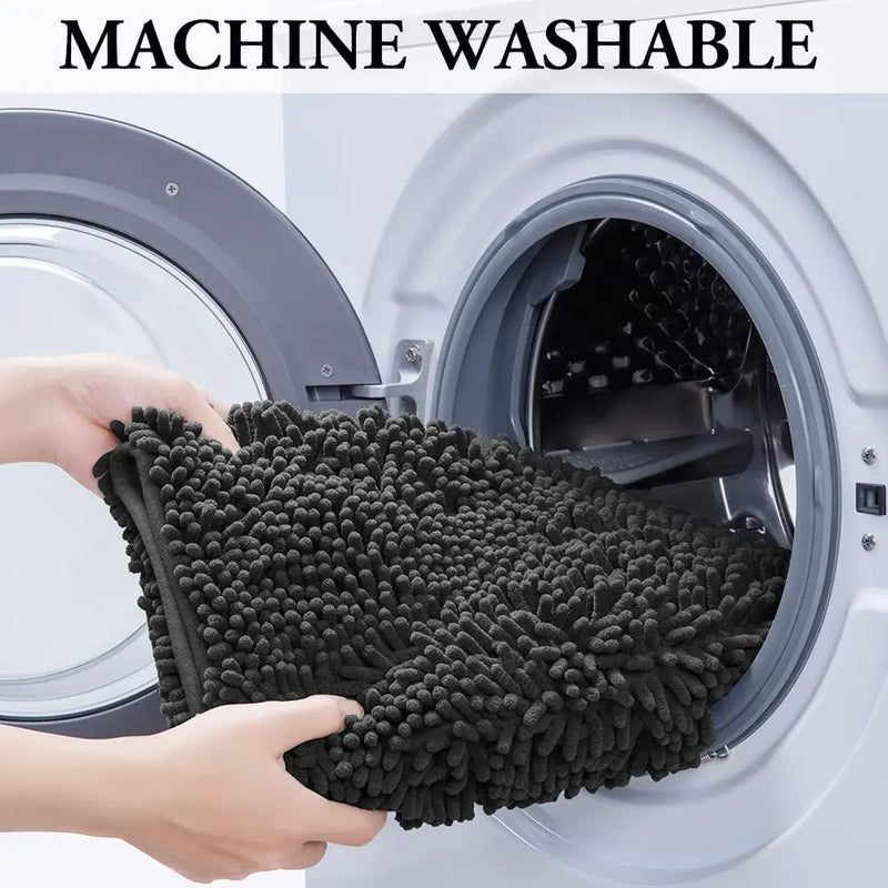 Tapete de banheiro chenille antiderrapante, de pelúcia macio e confortável.