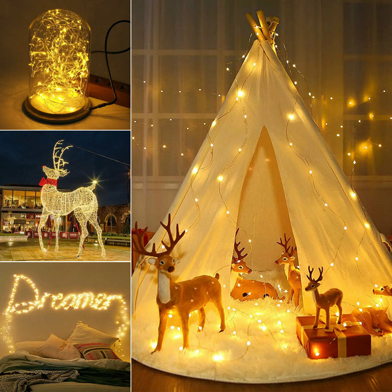 Corda de Luzes, carregamento solar, LED à Prova d'Água Ar Livre 22m 200 LED Light