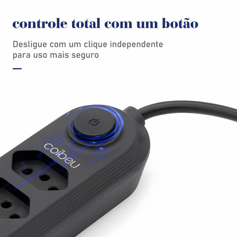 Tomada de extensão, filtro de linha, extensão de energia, soquete USB, plugue, plugue de água, filtro de linha do Brasil, 100-220 V, 10 A