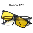 Óculos de sol polarizados magnéticos para miopia, UNISEX, com clipe, armação quadrada, 6 em 1, -0,5 a -10