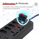 Tomada de extensão, filtro de linha, extensão de energia, soquete USB, plugue, plugue de água, filtro de linha do Brasil, 100-220 V, 10 A