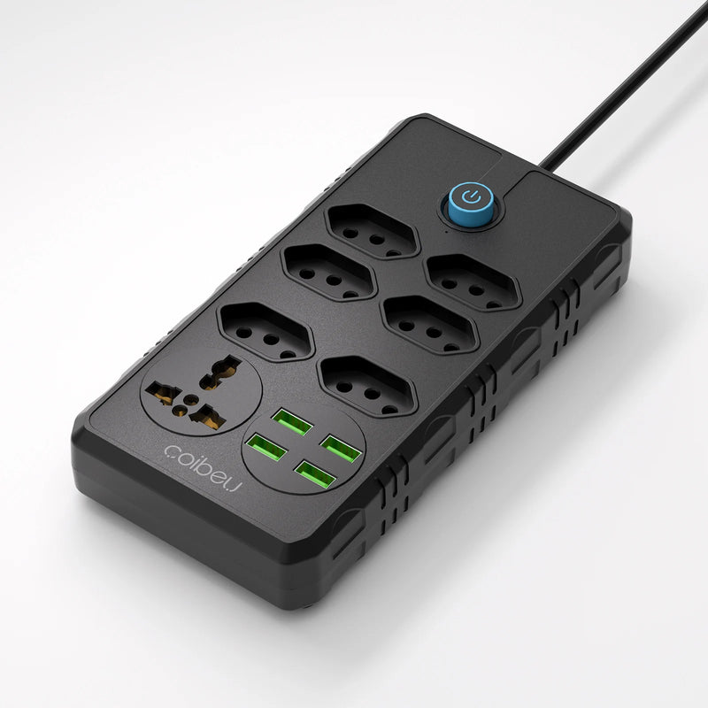 Tomada de extensão, filtro de linha, extensão de energia, soquete USB, plugue, plugue de água, filtro de linha do Brasil, 100-220 V, 10 A