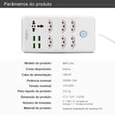 Tomada de extensão, filtro de linha, extensão de energia, soquete USB, plugue, plugue de água, filtro de linha do Brasil, 100-220 V, 10 A