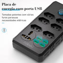 Tomada de extensão, filtro de linha, extensão de energia, soquete USB, plugue, plugue de água, filtro de linha do Brasil, 100-220 V, 10 A
