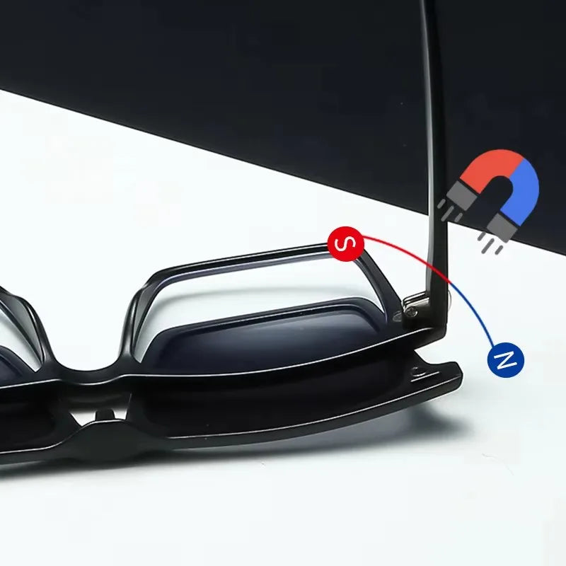 Óculos de sol polarizados magnéticos para miopia, UNISEX, com clipe, armação quadrada, 6 em 1, -0,5 a -10