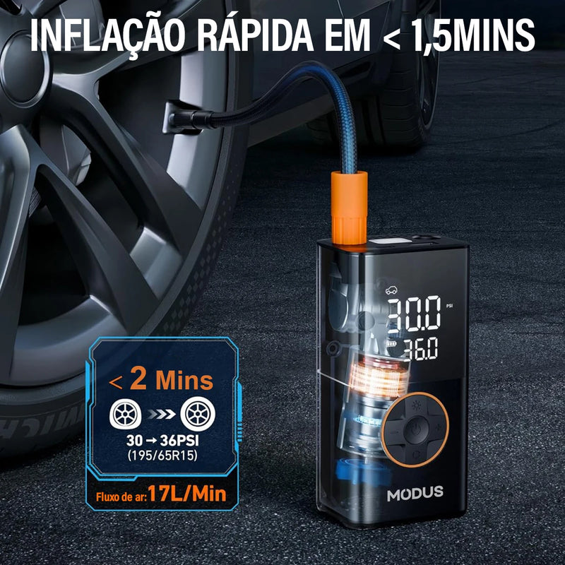 Mini bomba de ar RECARREGÁVEL portátil, compressor de ar sem fio, enche pneu com calibrador de pneu e luz de emergência LED