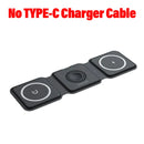 3 em 1 Carregador magnético sem fio Pad Stand dobrável para iPhone 15 14 13 12 11 Apple Watch AirPods 15W Estação de carregamento rápido