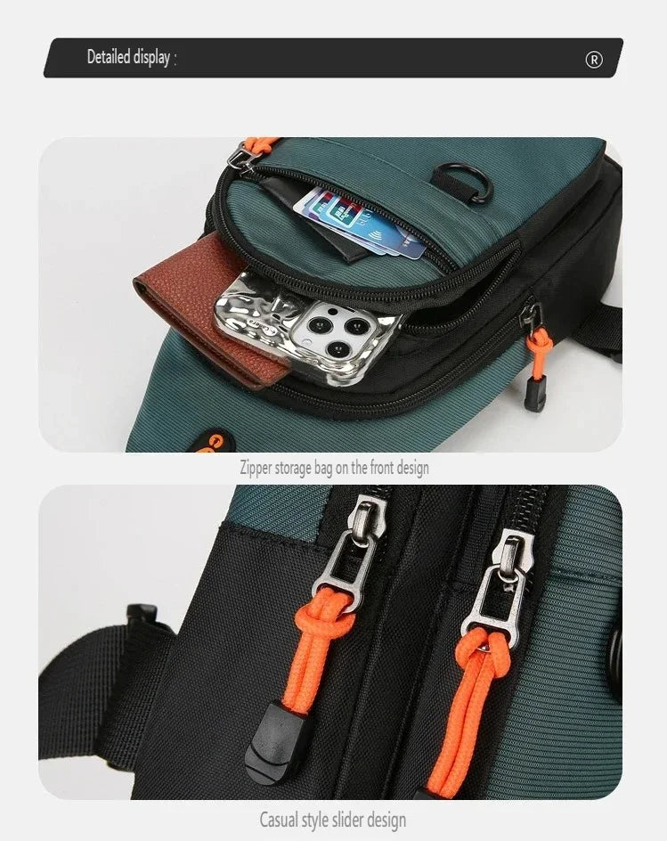 Bolsa de ombro masculina multifuncional antifurto com USB, transversal, transversal, para viagem, bolsa de peito, mochila mensageiro