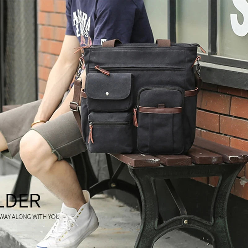 Bolsa de lona Unissex, transversal, tiracolor, de ombro, para viagem, trabalho, faculdade.