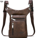 JEEP BULUO - Bolsas multifuncionais masculinas pequenas, transversal em couro rachado, de cintura fashion, JEEP ORIGINAL