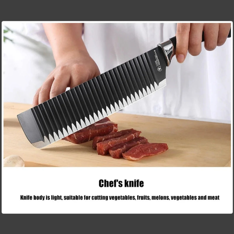 Brasil 6 PCs Conjunto de ferramentas Black WAVE FACAS, Conjunto de facas de aço inoxidável Faca de chef Faca de frutas